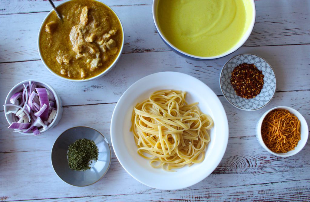 khao suey served with components