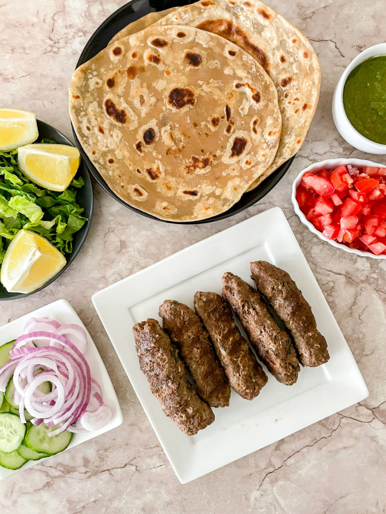 ingredients for seekh kabab rolls