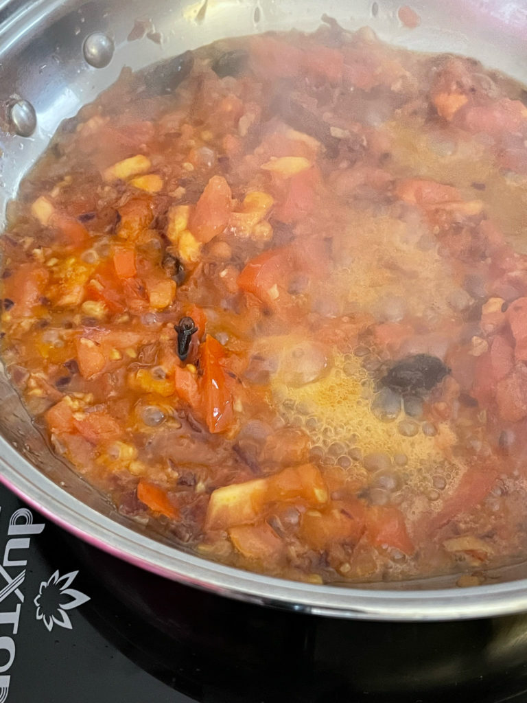 curry in process of cooking for rajma curry