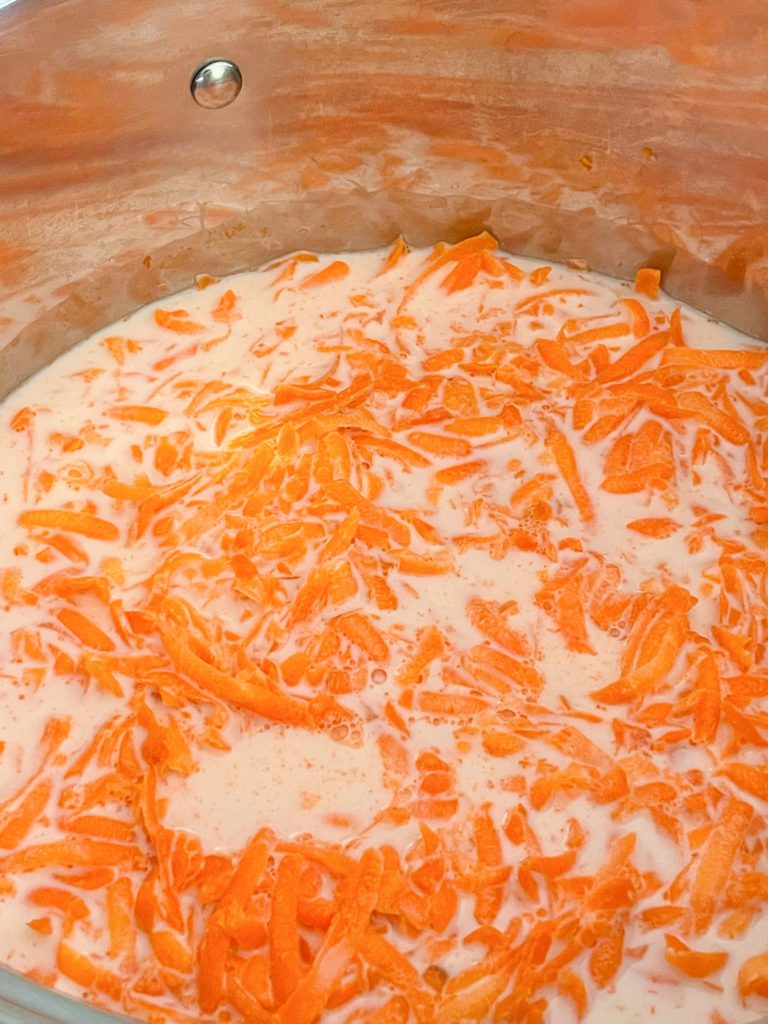 carrots and milk mixed together process for gajar ka halwa