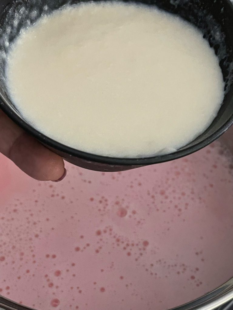 agar agar and milk mixture in small bowl 